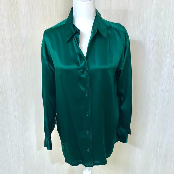 New York & Company Tops - 🌺 100% Silk Button Down Long Sleeve Blouse by NY & Co - Size Medium - 90’s